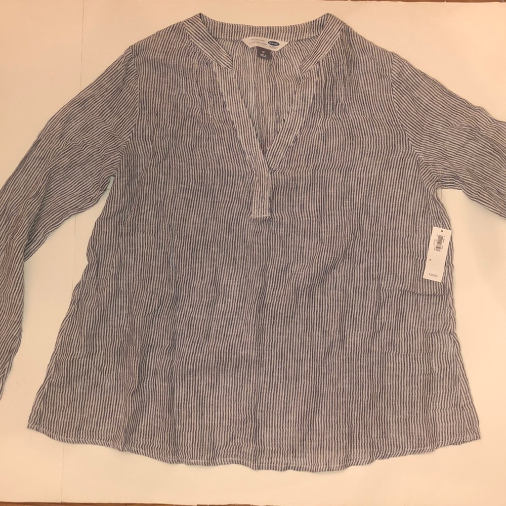 flowy linen seersucker blouse